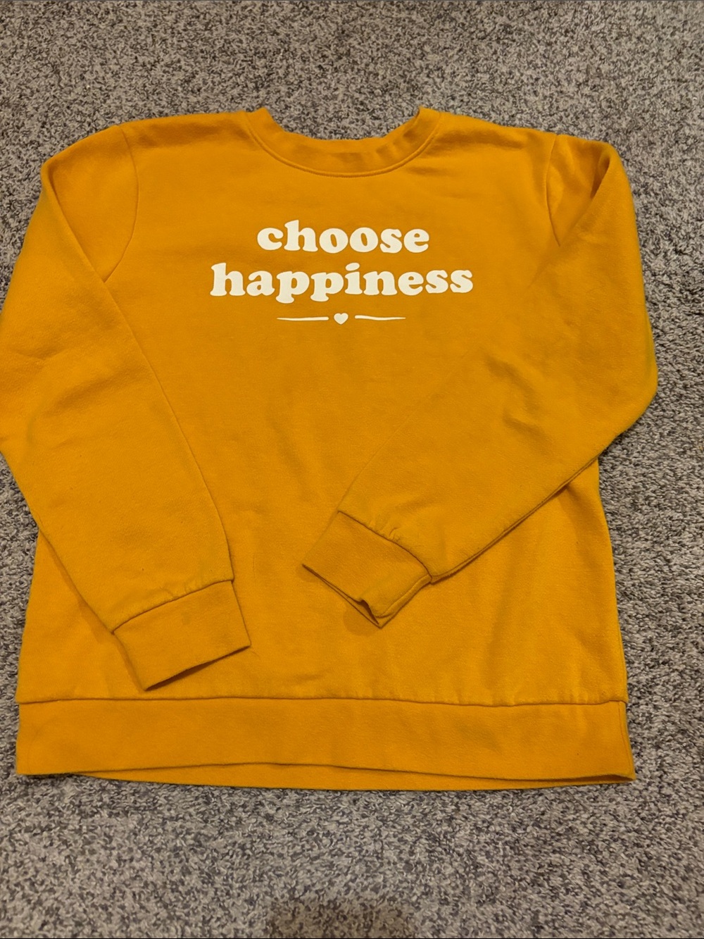 Bella & Birdies Mustard Crewneck Sweatshirt with 'choose happiness' Graphic